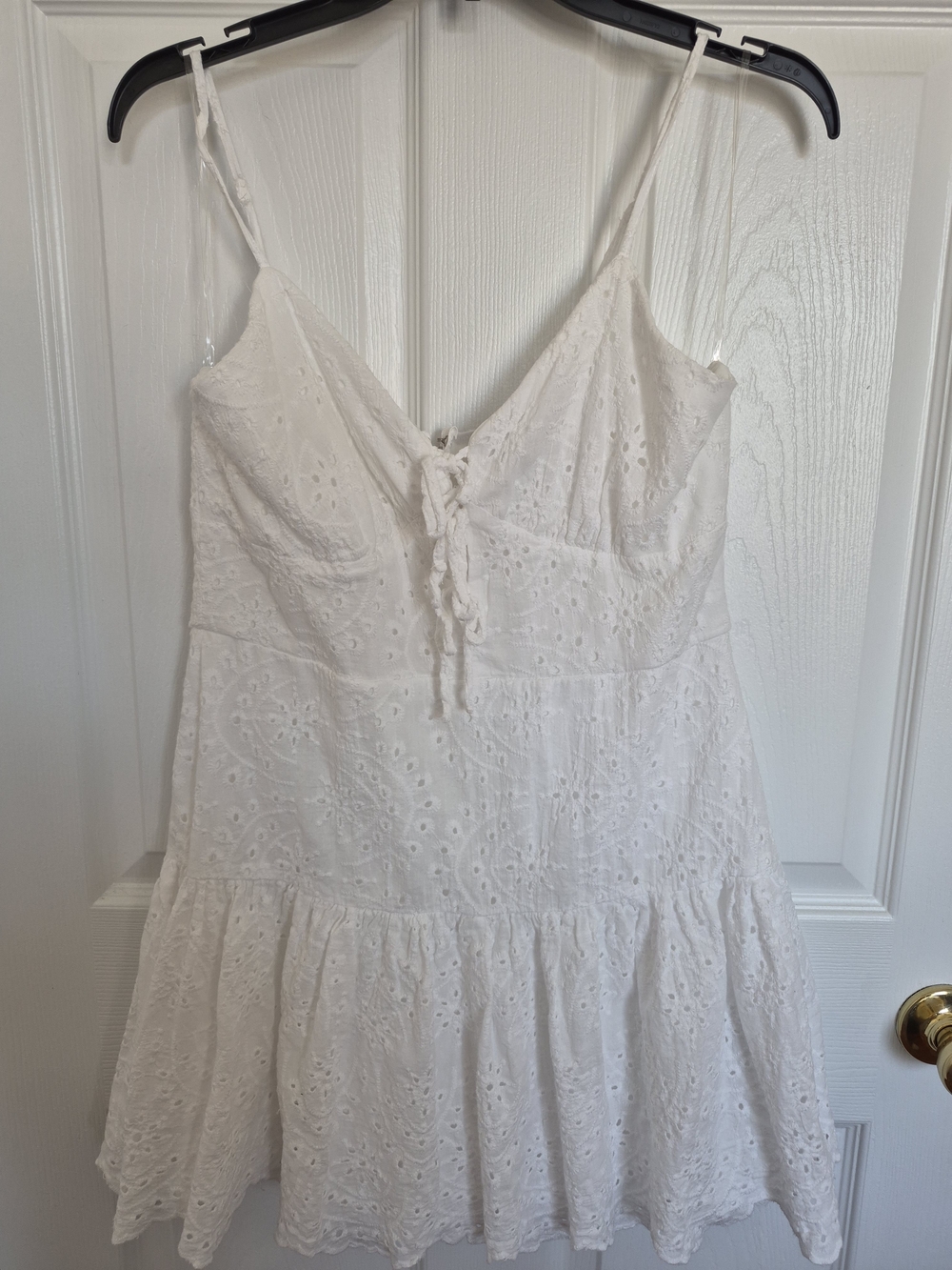 Trixxi White Eyelet Tie-Front Mini Dress